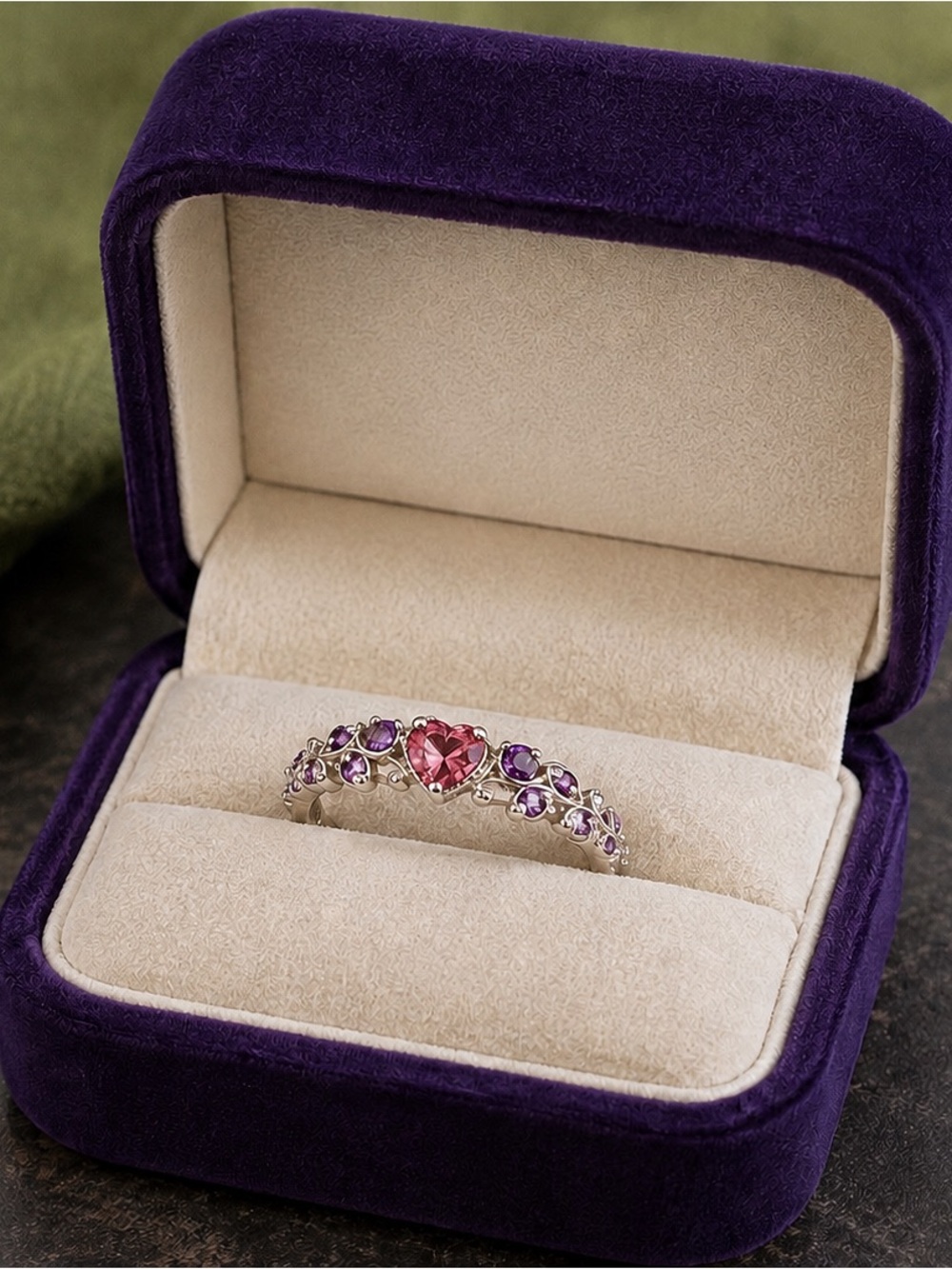 Sterling silver pink and purple stones 925